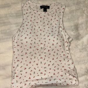 Streetwear Society White and Pink Floral Tank Top